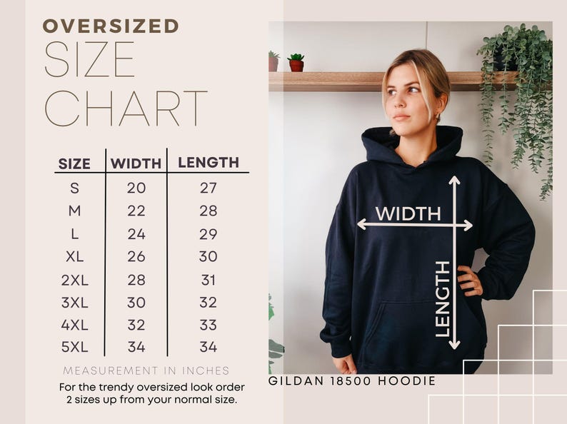 K&ouml;nnte beinhalten: Marineblauer Gildan 18500 Hoodie mit Gr&ouml;&szlig;entabelle, die Breiten- und L&auml;ngenma&szlig;e in Zentimetern zeigt. Die Tabelle umfasst die Gr&ouml;&szlig;en S bis 5XL, mit Breiten von 50,8 bis 86,4 cm und L&auml;ngen von 68,6 bis 86,4 cm.