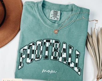 Camiseta de fútbol a cuadros con colores cómodos, camiseta personalizada para mamás de fútbol, camiseta para mamás de fútbol, regalo para amantes del fútbol, camiseta para mamás de fútbol, camiseta para el día del partido