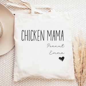 Chicken Mama Tote Bag, Chicken Gifts, Personalized Canvas Tote Bag, Chicken Tote, Gift for Mom, Farm Animal Totes, Chicken Farmer Gifts