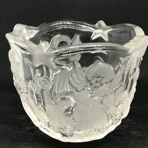 Vintage Crystal Candy Dish With Etched Angels