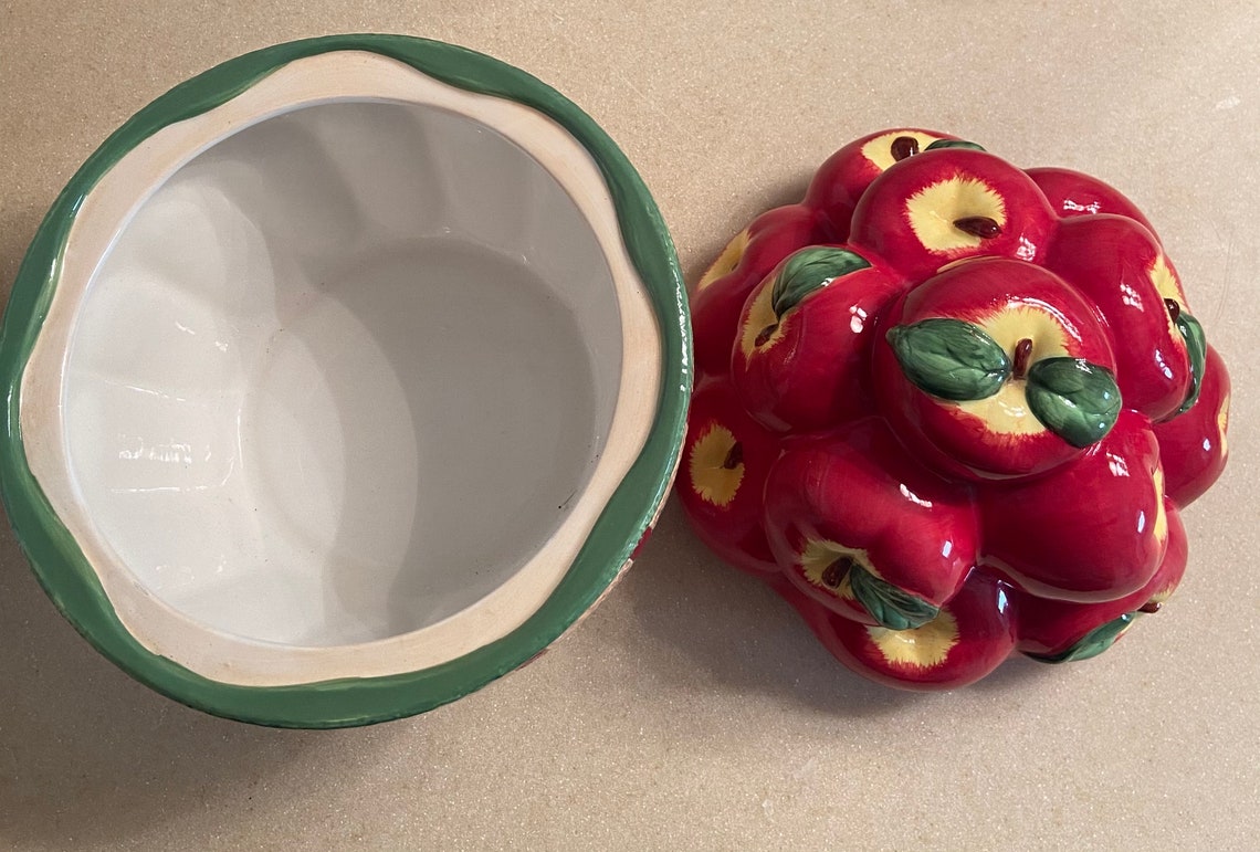 Apple Basket Ceramic Cookie Jar Etsy