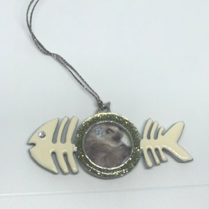 Glitter Bone Fish Picture Frame Ornament