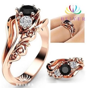 Black AAAAA CZ Ring in Rose Gold Filled