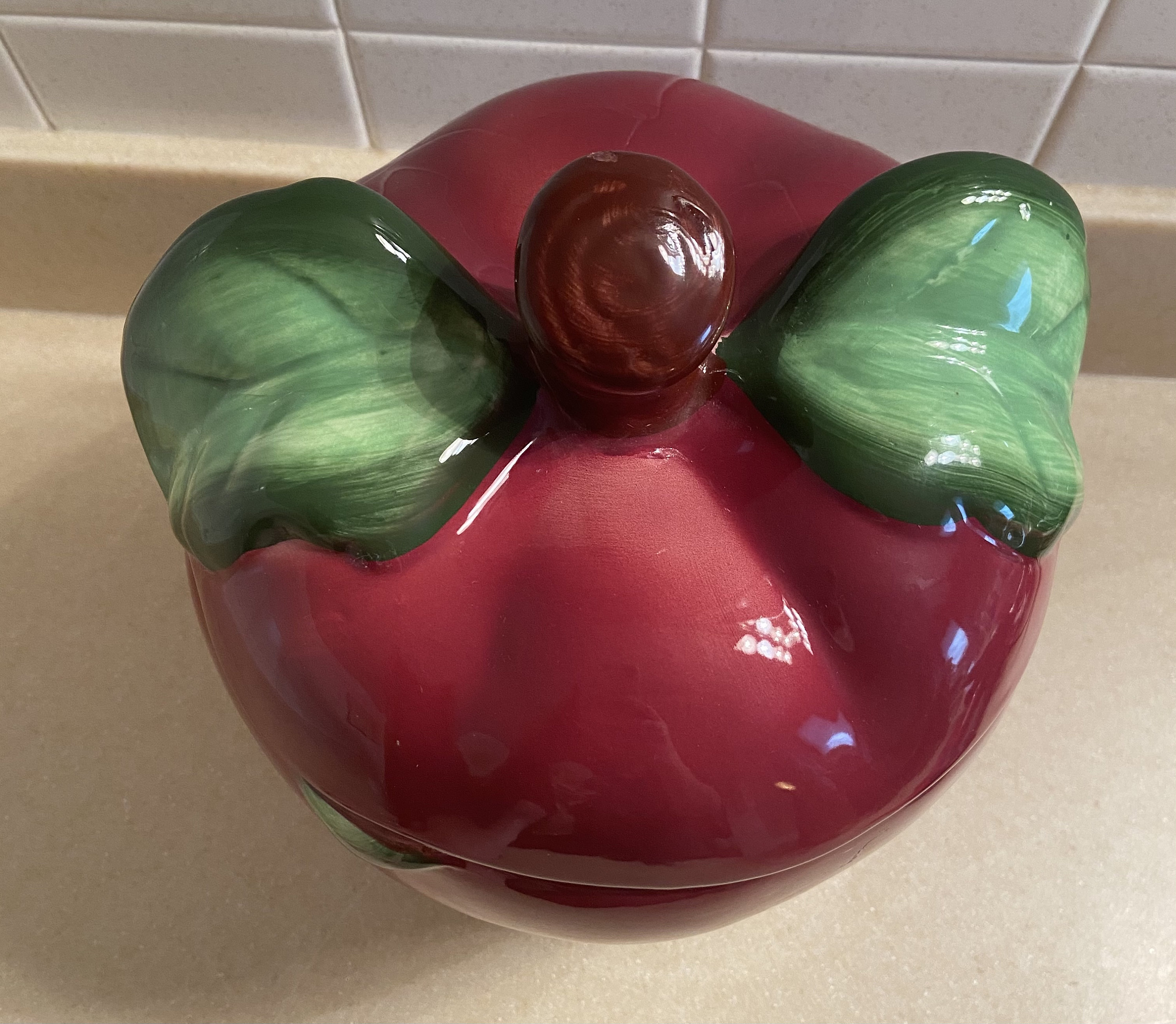 Vintage Ceramic Apple Shape Cookie Jar Etsy