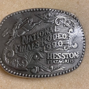 1990 National Finals Rodeo Hesston Fiatagri- Vintage Belt Buckle