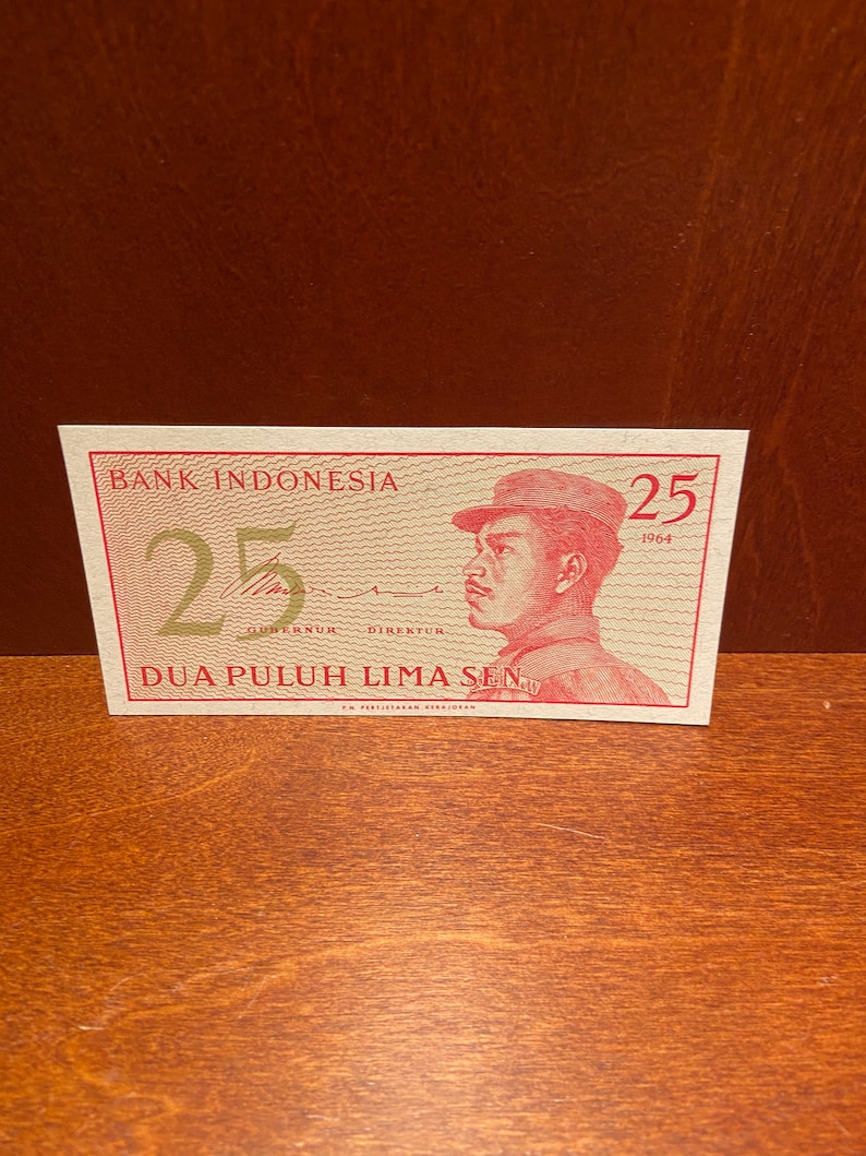 Bank Indonesia 25 Dua Puluh Lima Sen 1964 BQH 058141 Gubernur Direktur ...