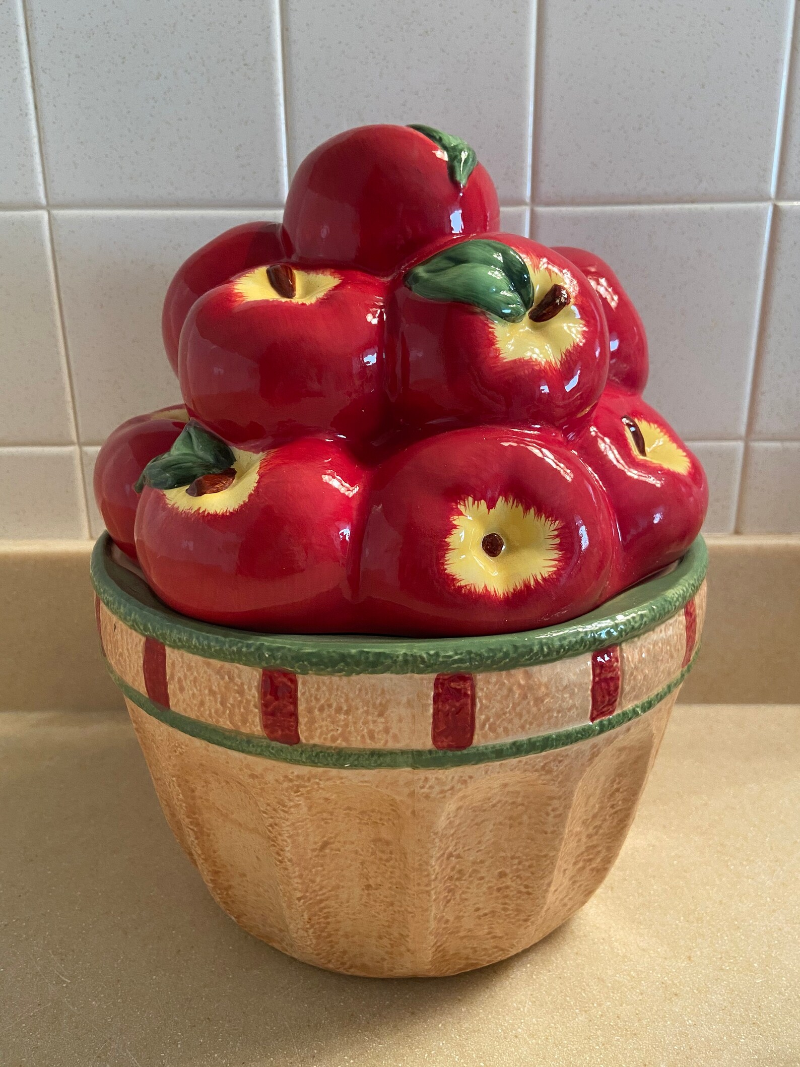 Apple Basket Ceramic Cookie Jar Etsy