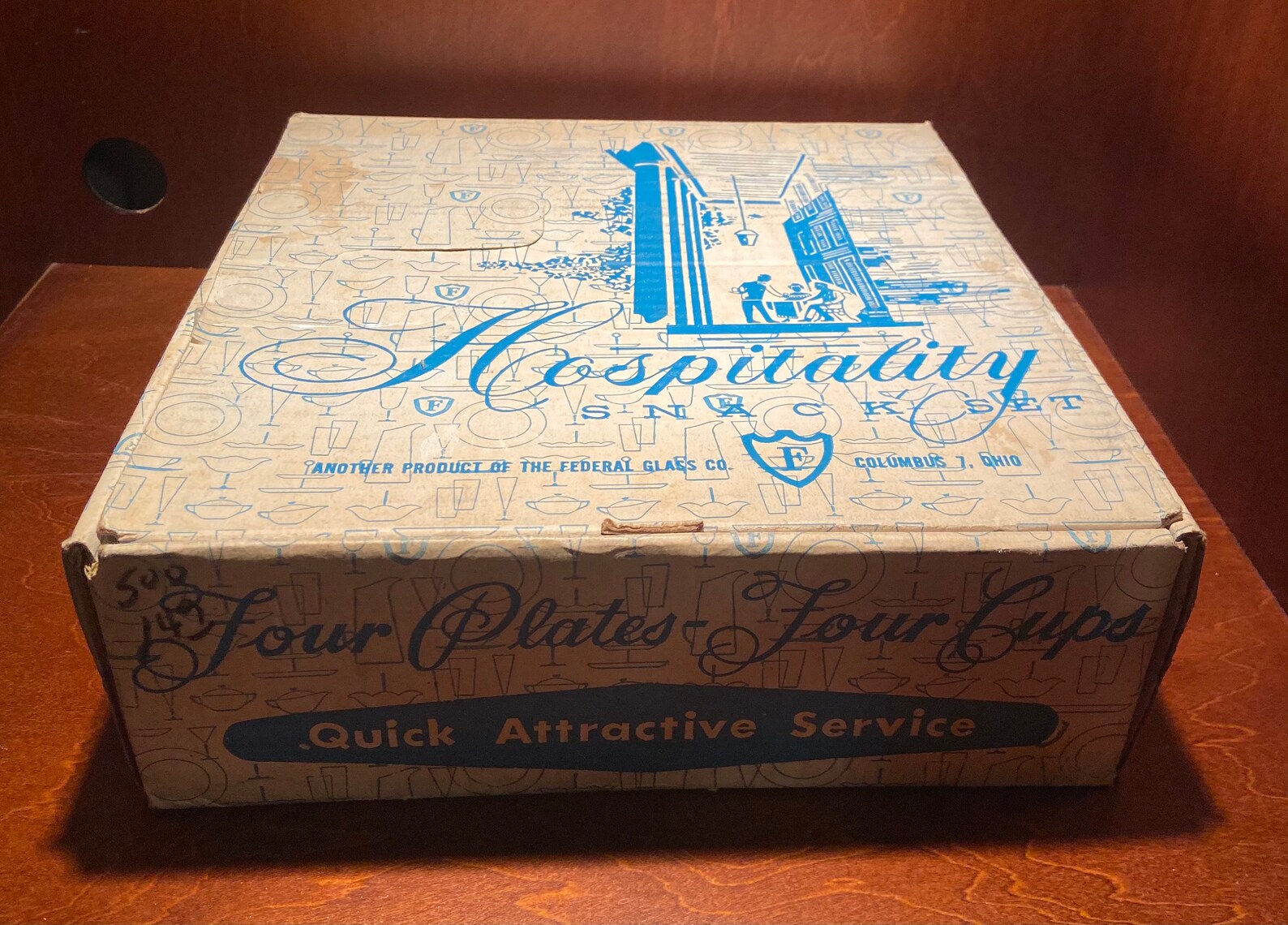 Vintage Federal Glass Company Snack Hospitality Set 4 Cups 4 Etsy