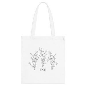 ENTJ Flower Tote Bag, Personality Type, MBTI, Myers Briggs Type Indicator, Personality Tote Bag, Typology Print, ENTJ Print, mbti Gift