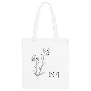INFJ Flower Tote Bag, Personality Type, MBTI, Myers Briggs Type Indicator, Personality Tote Bag, Typology Print, INFJ Print, mbti Gift