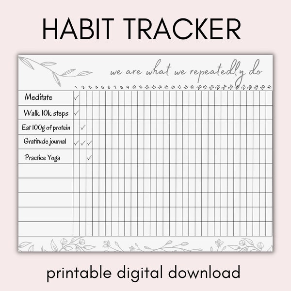 Habit Tracker for Goals, Weight Loss, Atomic Habits, Lifestyle Building, and More!