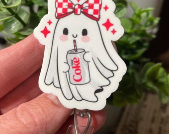 Badge reel, diet coke, ghost, Halloween badge reel, badge reel, nurse
