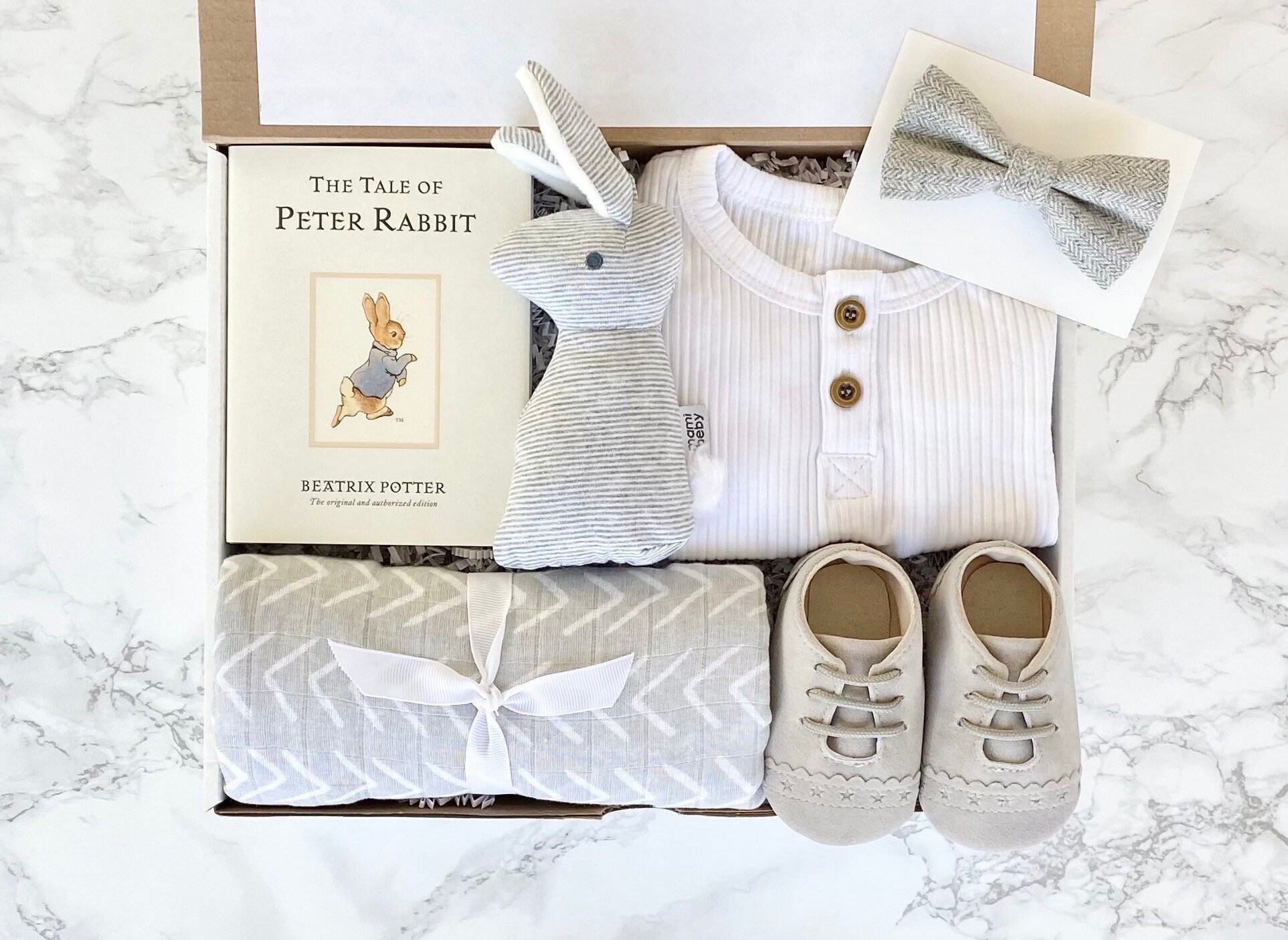 Bunny Baby Boy Gift Set, Baby Boy Gift Box, Welcome Baby Gift Set, Baby ...