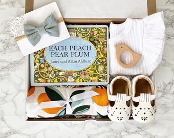 Peachy Keen Baby Girl Gift  Bundle, New Baby Gift Box, Welcome Baby Box, Baby Girl Gift Set
