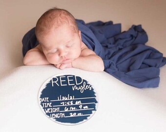 6"  Acrylic Birth Stat Baby Name Announcement Sign