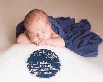 5" Acrylic Birth Stat Baby Name Announcement Sign