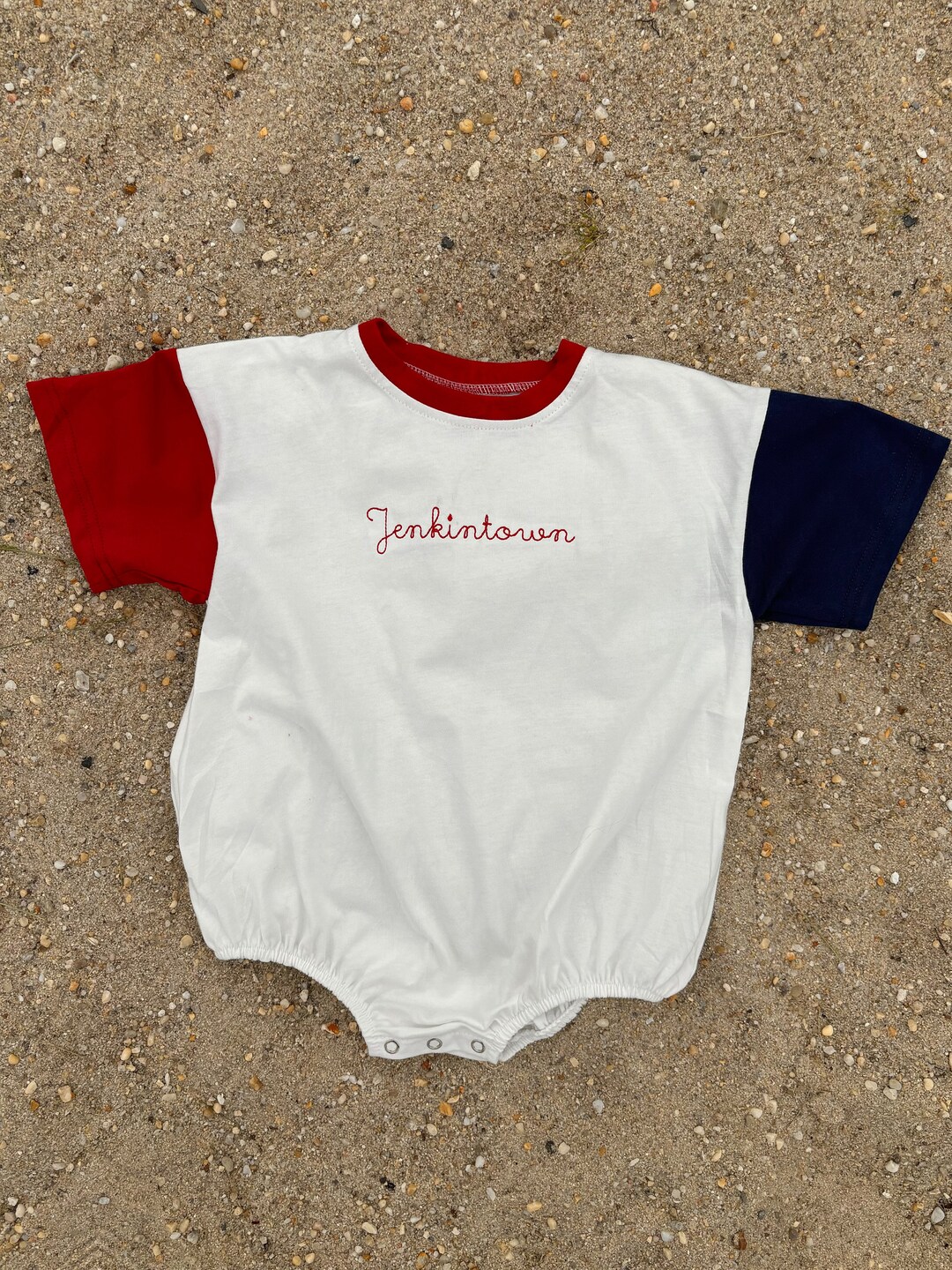 CLEARANCE BLANK Colorblock T-shirt Bubble Romper - Red White and Blue ...