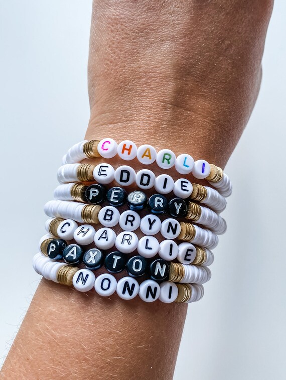 Personalized Heishi Beaded Name Bracelet Etsy