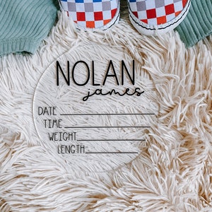 5" Acrylic Birth Stat Baby Name Announcement Sign