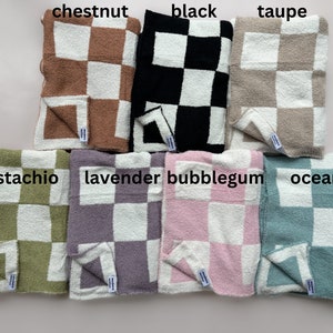 Super Soft Cozy Checkered Embroidered Baby Toddler Decorative Blanket image 6