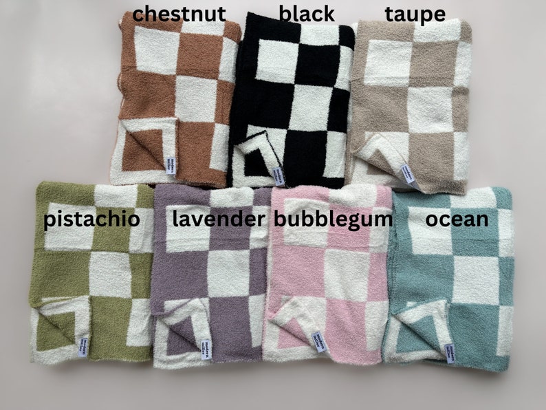 Super Soft Cozy Checkered Embroidered Baby Toddler Decorative Blanket image 6