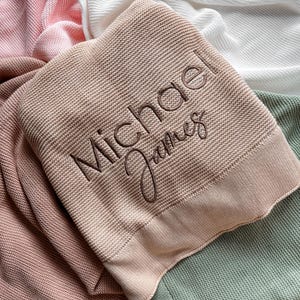 Personalized Embroidered Knit Blanket- Baby Name Blanket