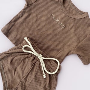 CLEARANCE BLANK Gender Neutral Ribbed Cotton Shorts Set- Infant Baby Toddler Personalized Set- **Size up for an oversized look**