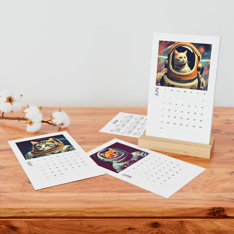 2024 Wall Calendar Funny Calendar Space Helmet Cat Calendar Etsy