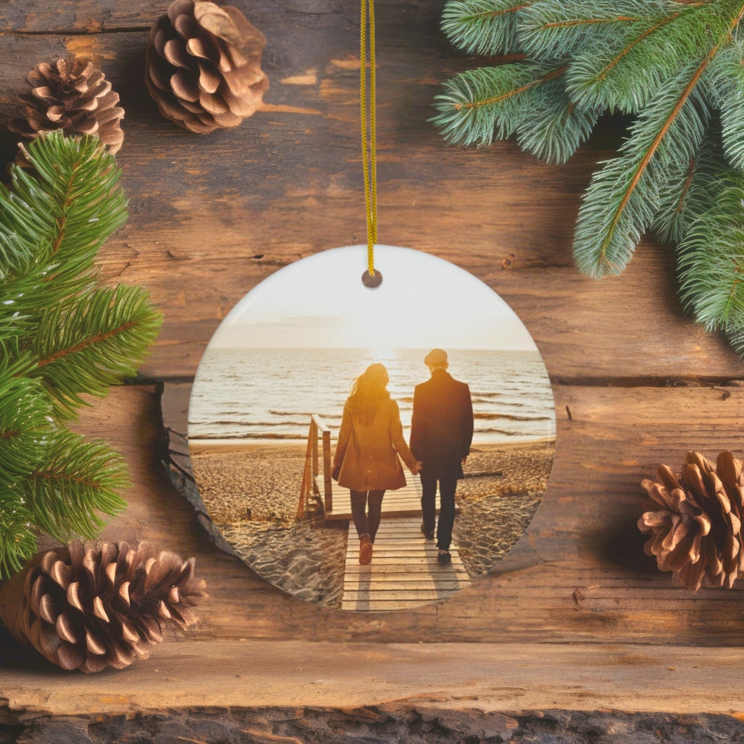 Personalized Photo Christmas Ornaments Engagement Ornament Etsy