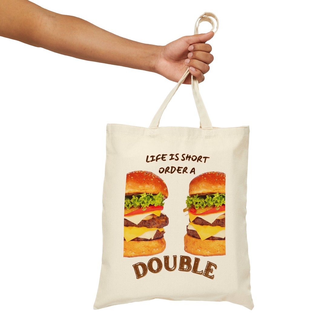 Hamburger Pattern Print Leather Tote Bag