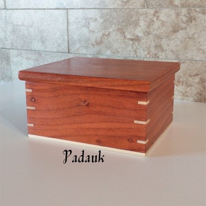 Decorative Wood Box with Lid, Storage box padauk, Small keepsake box wood, Jewelry box, Small decorative box, Storage with lid 129