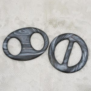 Oval scarf ring 3 inches, Round scarf slide 2 1/2-inch, Silver grey polymer clay s71, Bridesmaid gift, Scarf jewelry
