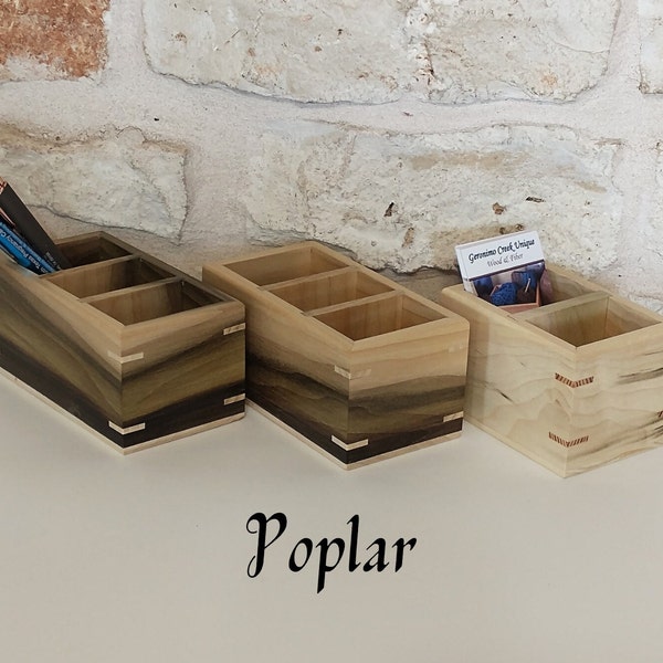 Wood desk organizers, Poplar box, Small wood box 174, Desk decor