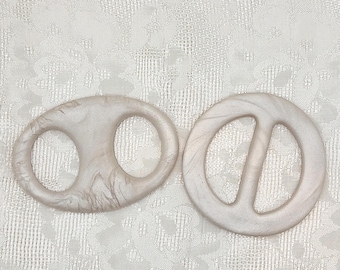 Oval scarf ring 3 inches, Round slide 2 1/2 inch, Pearl clay, Scarf slide, Scarf jewelry
