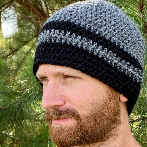 Hat for man, Crochet hat, Crochet beanie men, Textured hat crochet 432, Men's striped beanie