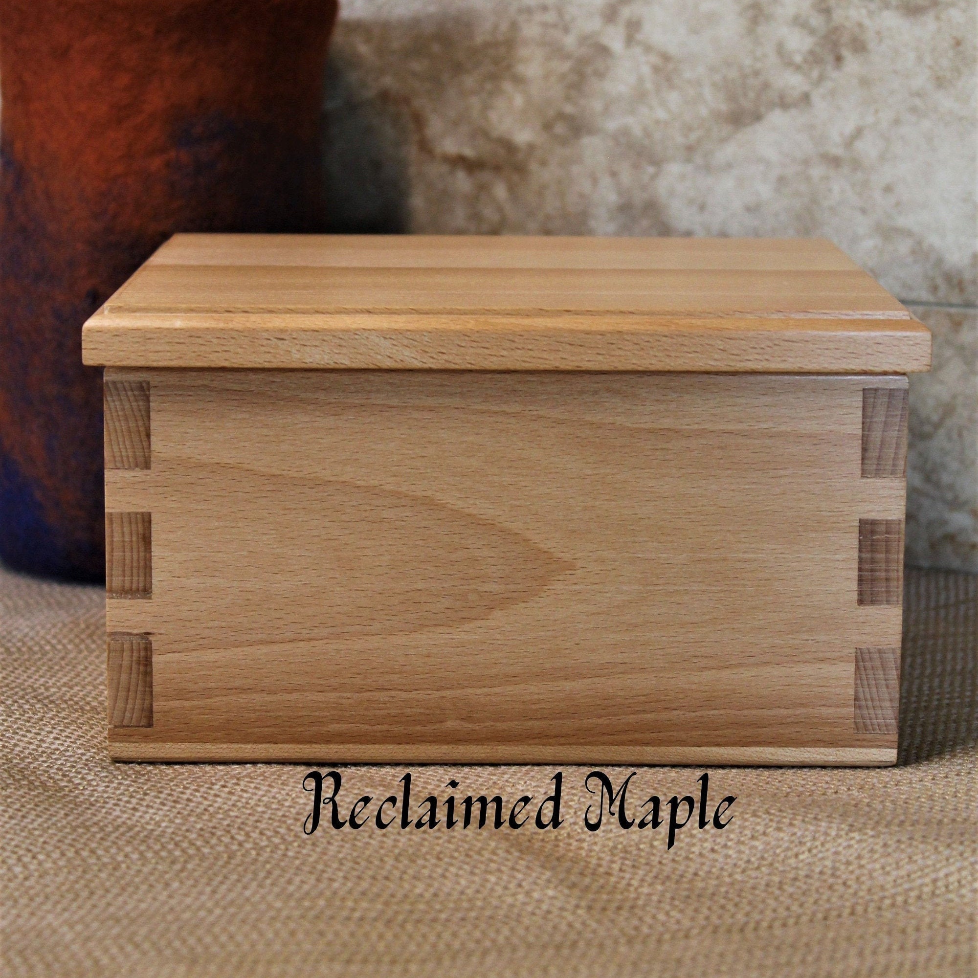 Reclaimed wood box with lid Decorative wood box Small maple Etsy