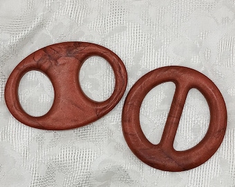 Oval scarf ring 3 inches, Bronze clay, Round scarf slide 2.5-inch, Scarf jewelry