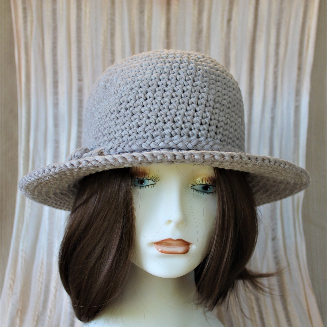Wide brim hat Sun hat women Crochet hat stiff brim Stretchy Etsy