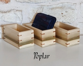 Wood coaster holder without coasters, Poplar coaster box 208, Small wood box