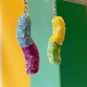 Gummy worm earrings, Gummie Worms Earrings, Candy Earrings, Clay Gummy Worms, Fun Earrings, Cute Gift, Halloween Jewelry, Clay Jewelry