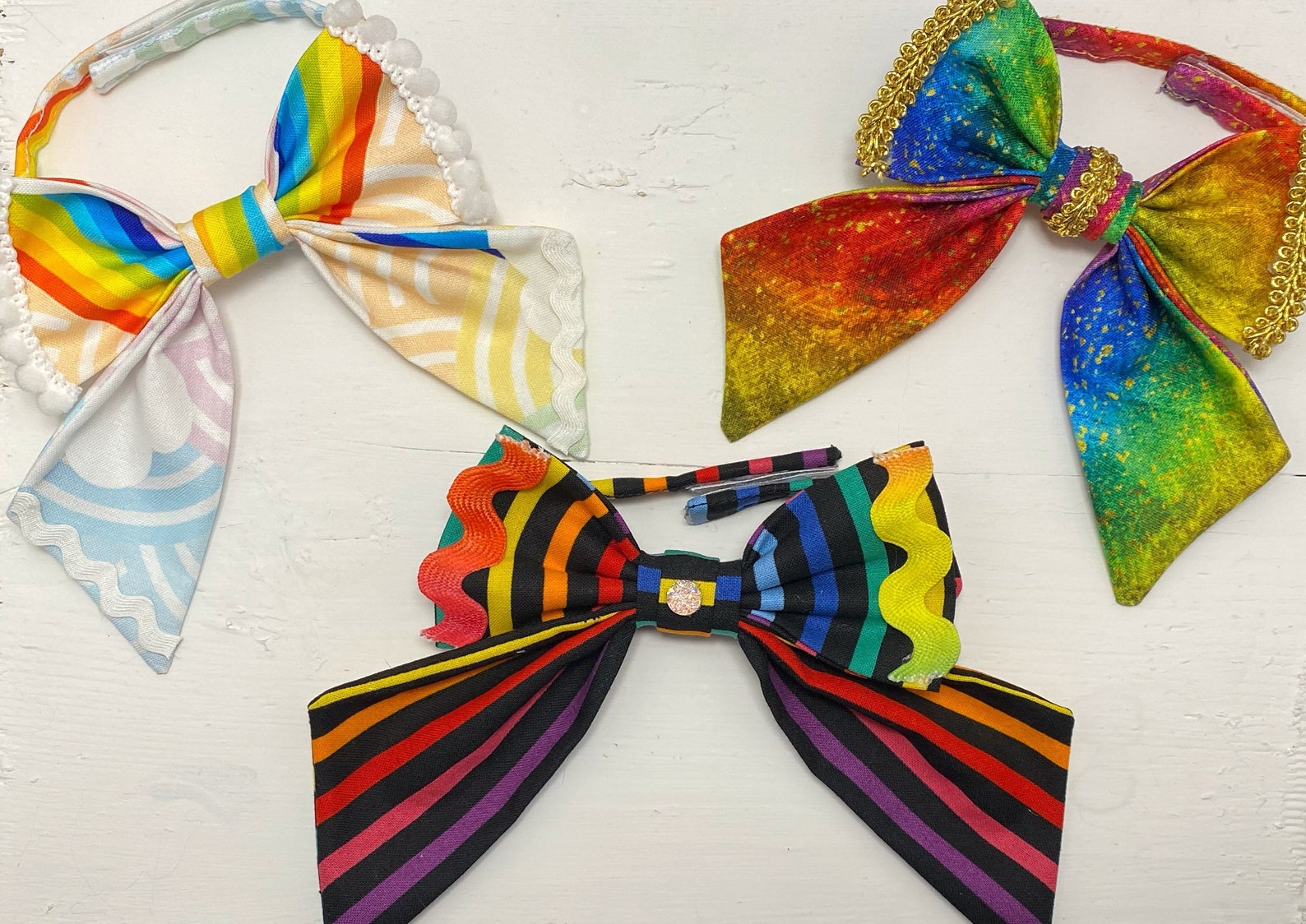Rainbow With Gold Fleckspride Bow Tie With Golden Trim. for Etsy