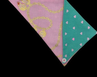 Best Friends/Hearts, double sided bandana with snaps. For cats and dogs!