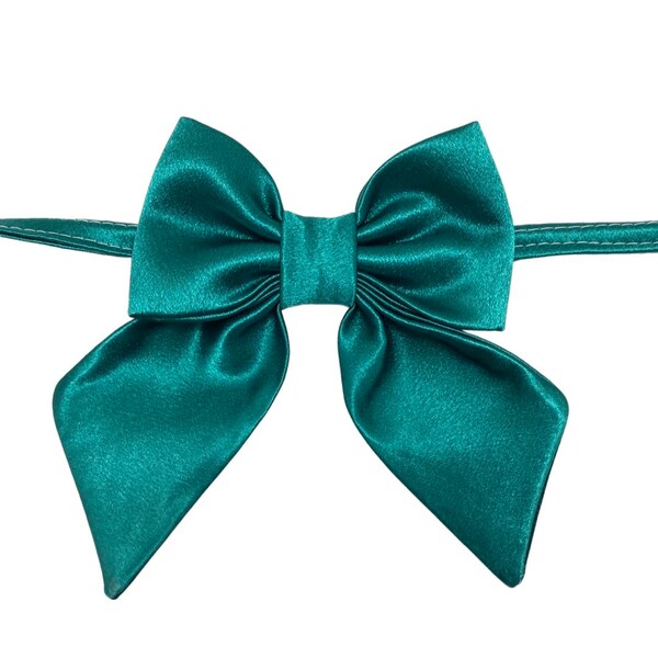 Emerald green satin, pet sailors bow tie. Available with attached collar or over the collar style!