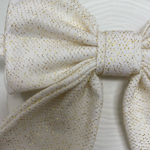 New Year Shimmer, sailors bow tie, white with sparkly gold overlay. For cats and dogs!