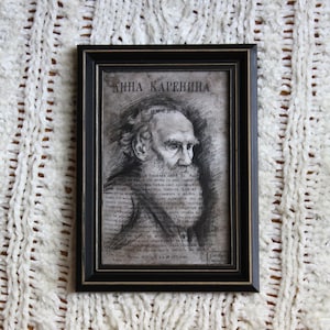 Lew Tołstoj Portret Zakładka/Wydruk pocztówki // Dwustronny // Rysunek grafitowy