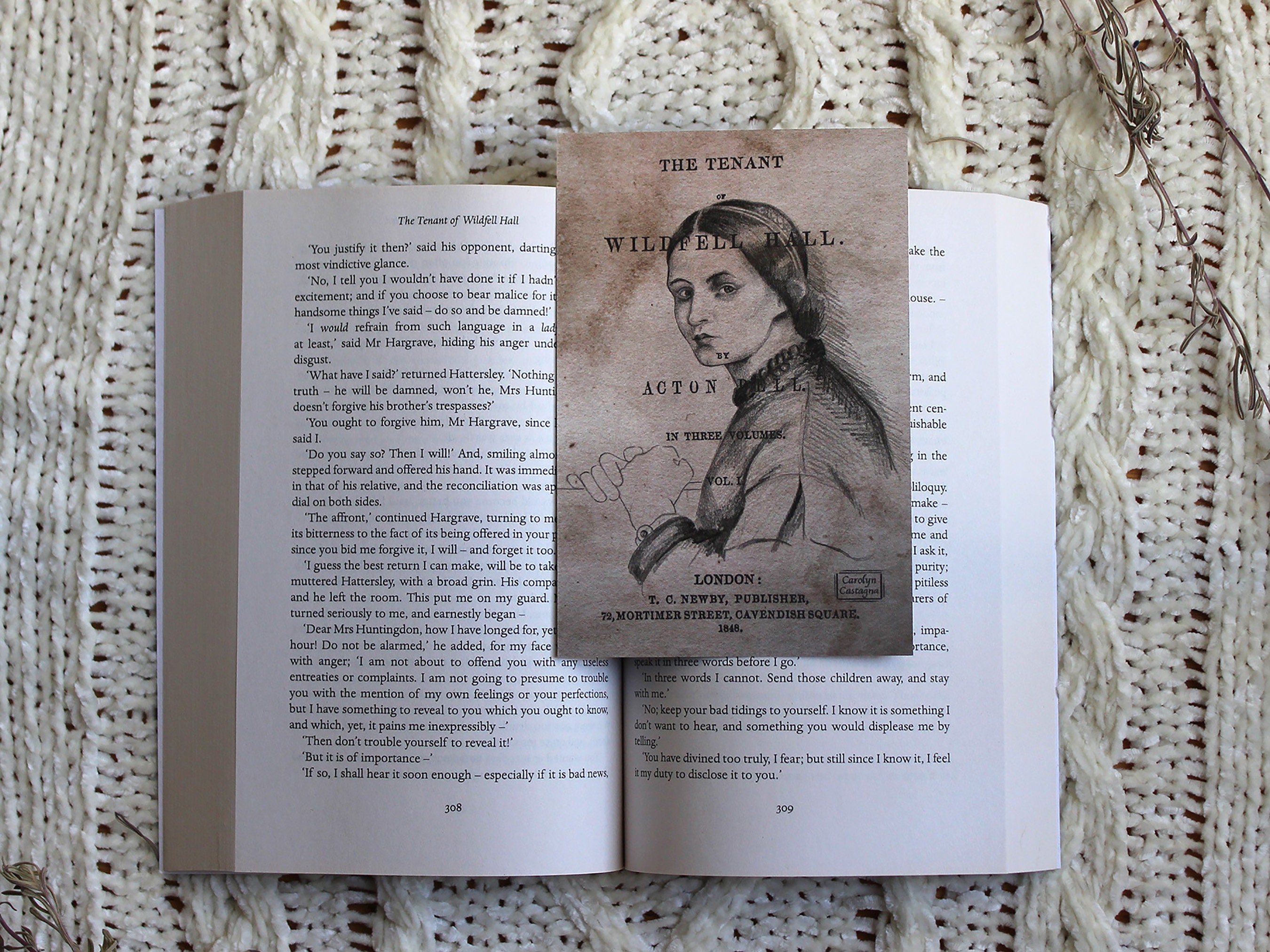Anne Bronte Portrait Bookmark/Postcard Print // Double-Sided // Graph…