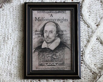 William Shakespeare Portrait Bookmark/Postcard Print // Double-Sided // Graphite Drawing