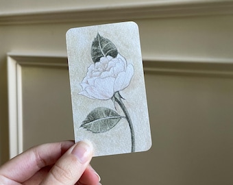 white rose // double-sided mini bookmark