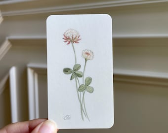 Clover // double-sided mini bookmark // watercolor print