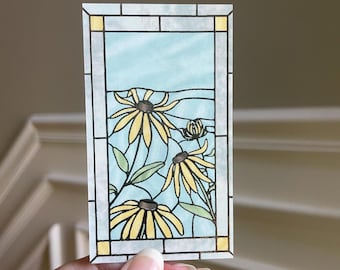 Coneflower Window // double-sided mini bookmark // with silver-foil